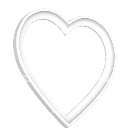White heart picture frame isolated on white