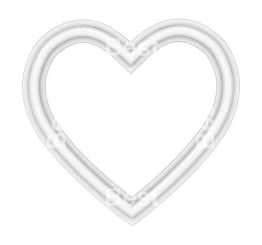 White heart picture frame isolated on white