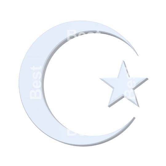 White Islamic religious sign isolated on white.