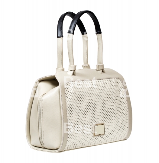 White leather handbag