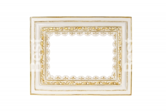 White with gold picture frame