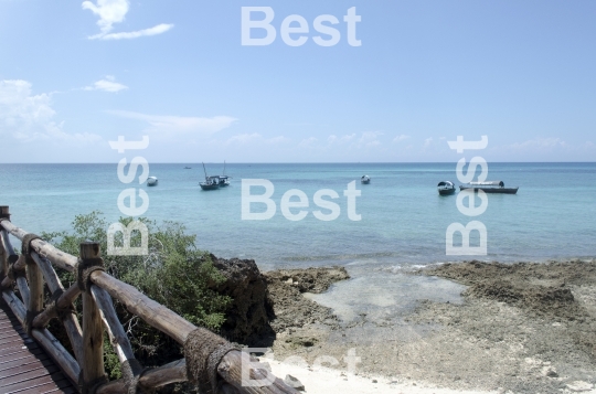 Wooden boats on turquoise water