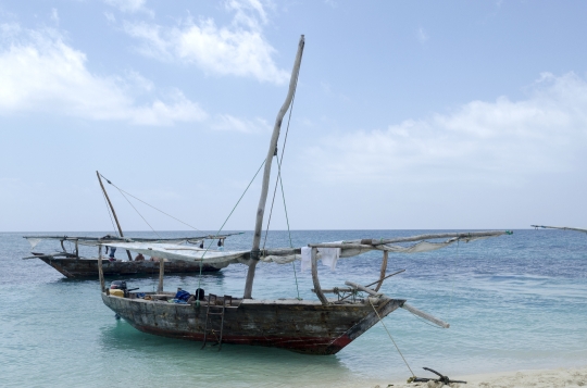 Wooden boats on turquoise water