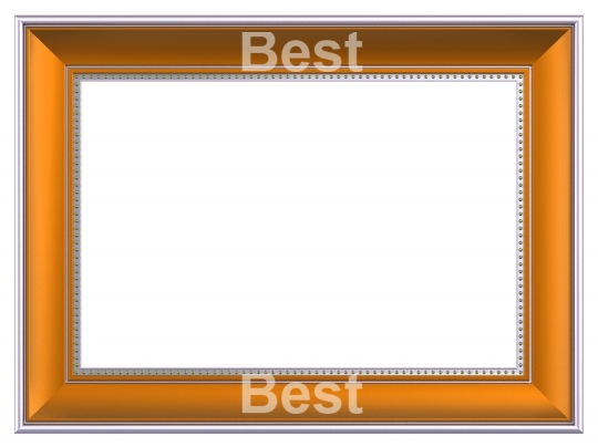 Yellow picture frame isolated on white background