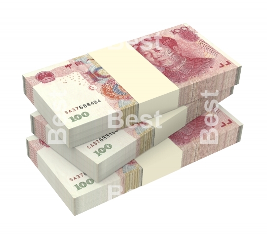 Yuan money isolated on white background. 