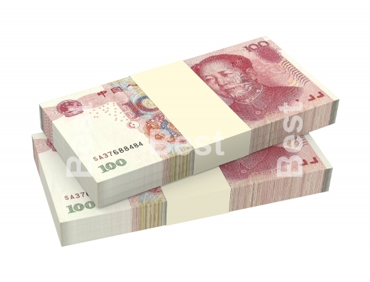 Yuan money isolated on white background. 
