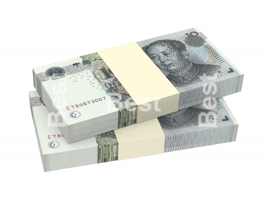 Yuan money isolated on white background