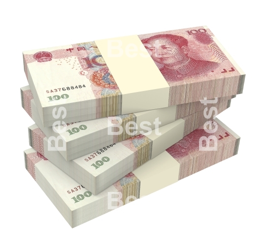 Yuan money isolated on white background