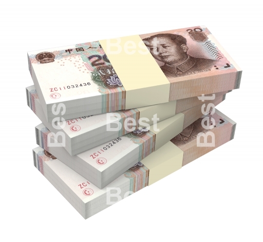 Yuan money isolated on white background