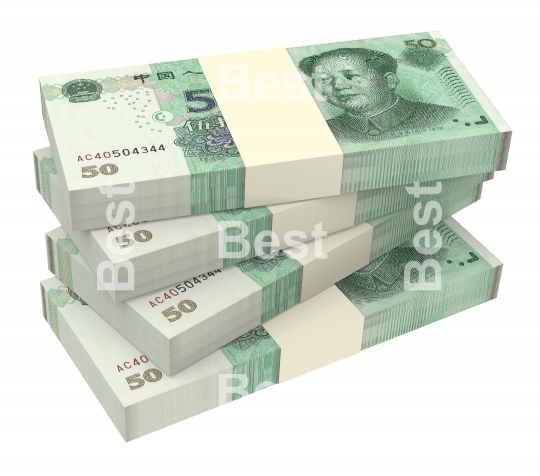 Yuan money isolated on white background
