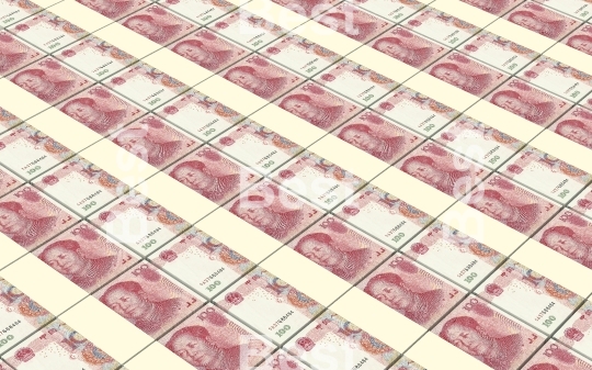 Yuan money stacked background