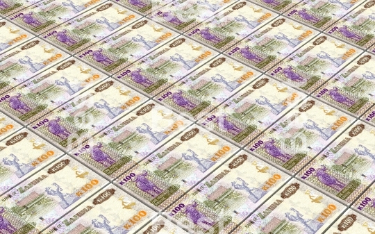 Zambian kwacha bills isolated on white background