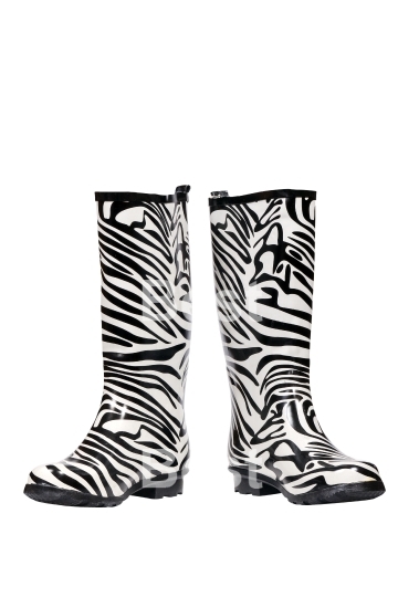 Zebra pattern rubber boots