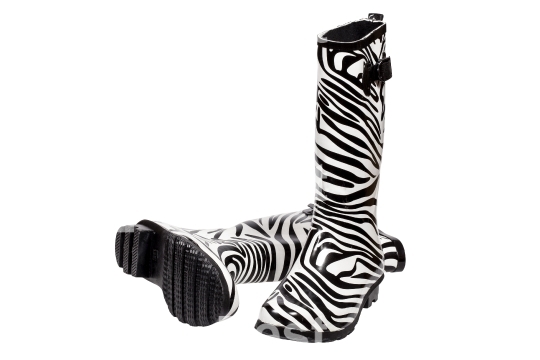 Zebra pattern rubber boots