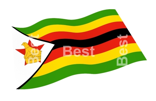 Zimbabwe flag isolated on white background with clipping path from world flags set