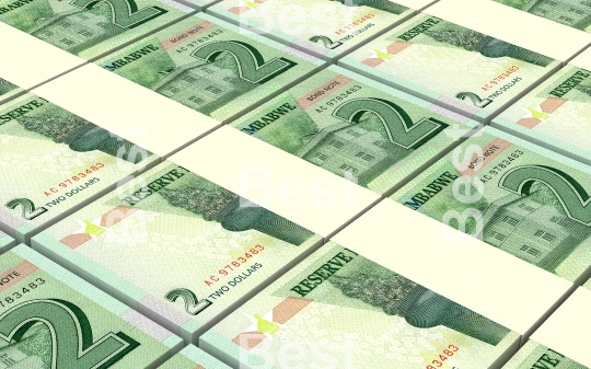 Zimbabwean dollar bills stacked background