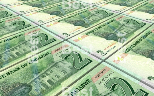 Zimbabwean dollar bills stacked background