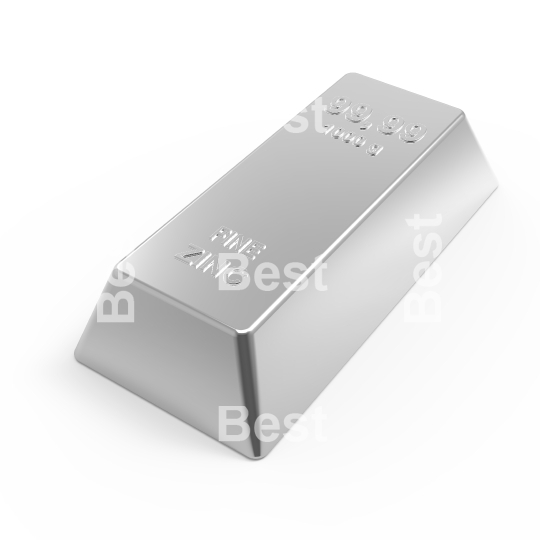 Zinc ingot isolated on white.