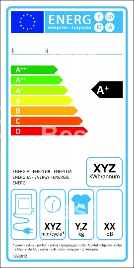 Tumbledryer electric new energy rating label