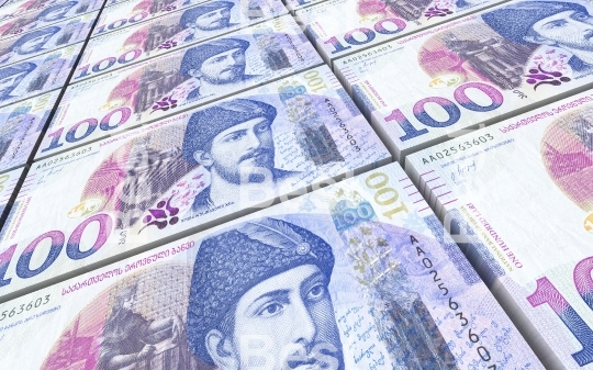 Georgian lari bills stacks background