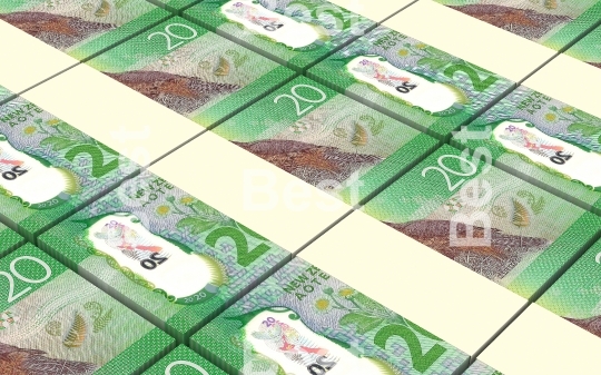 New Zealand dollar bills stacked background