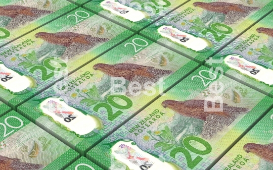 New Zealand dollar bills stacked background