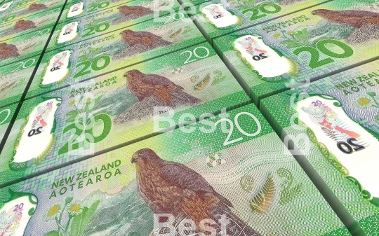 New Zealand dollar bills stacked background