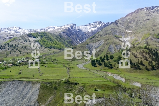 View of the mountains of the Greater Caucasus, Georgia