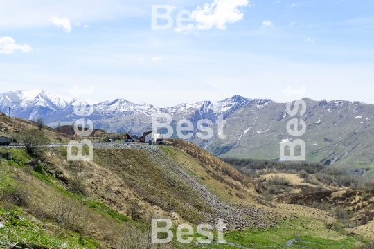 View of the mountains of the Greater Caucasus, Georgia