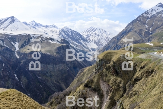 View of the mountains of the Greater Caucasus, Georgia